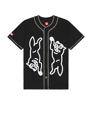 ICECREAM Betts Short Sleeve Button Up Shirt in Black