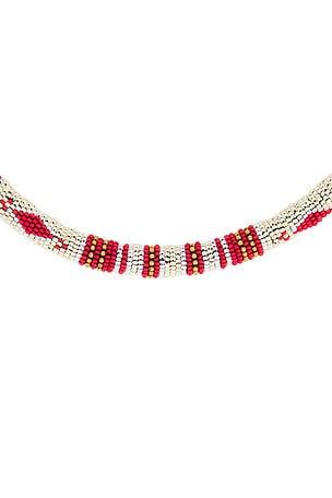 Isabel Marant Nina Long Necklace in Cream,Red
