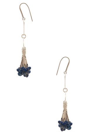Isabel Marant Nora Fringe Earrings in Metallic Silver,Navy
