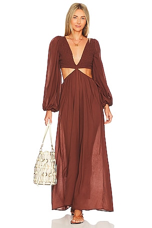 chinese dress ladies Gabriella Cutaway Maxi Party Dress Khaki / M main image 0