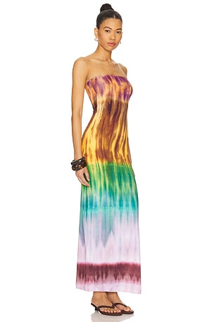 Indah Mikola Side Slit Maxi Dress in Rust,Green