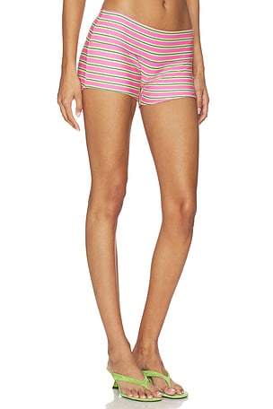 Indah Riz Printed Booty Short in Pink,Green. Size M. Also