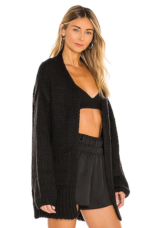 Indah Cayenne Oversized Cardigan in Black