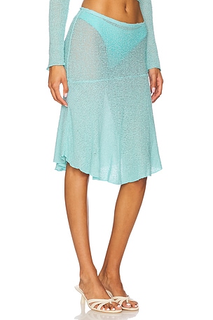 Indah Cassandra Midi Skirt in Teal. Size S. Also