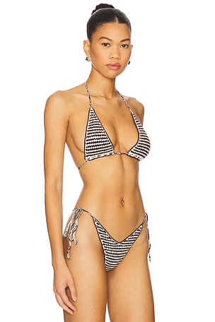 Indah Shilo Two-Color Triangle Bikini Top in Brown