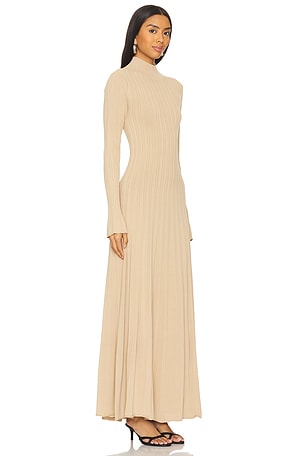 Ivy Oak Kourtney Plisse Dress in Beige