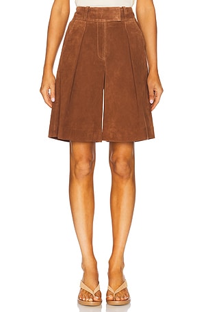 Lea Suede Leather Bermuda Shorts Ivy Oak