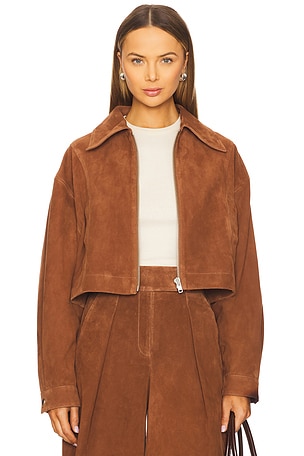 Lena Suede Leather Bomber Jacket Ivy Oak