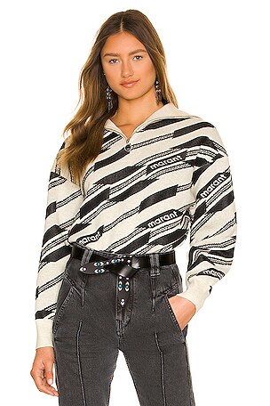 Isabel Marant Etoile black selling striped ejamet top