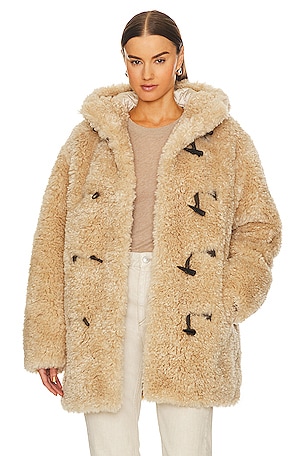 DUNDAS x REVOLVE Grace Faux Fur Coat in Monochrome Leopard | REVOLVE