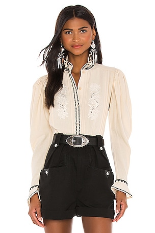 Isabel Marant Etoile Rosie Blouse in Beige | REVOLVE