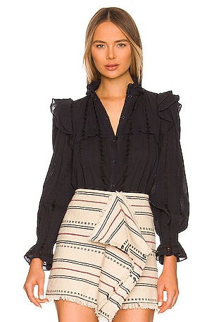 ISABEL MARANT ETOILE JATEDY フリルブラウス Isabel Marant Etoile Jatedy Top in Black | REVOLVE
