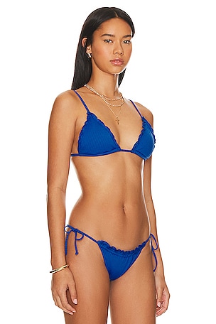 It's Now Cool The Frill Tri Bikini Top in Blue