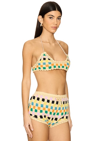 It's Now Cool The Crochet Crop Bikini Top in Beige