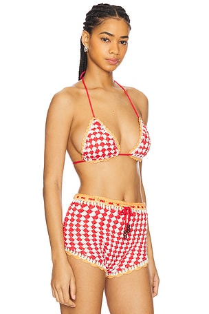 It's Now Cool Crochet Triangle Top in Red