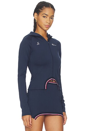 Jade Cropper Hooded Top in Navy