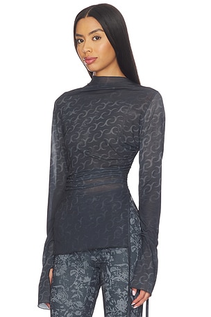 Jade Cropper Side Slit Top in Dark Grey