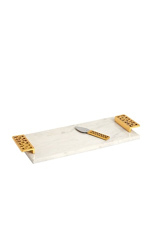 Jonathan Adler Nixon Cheese Board And Knife Set in Ivory