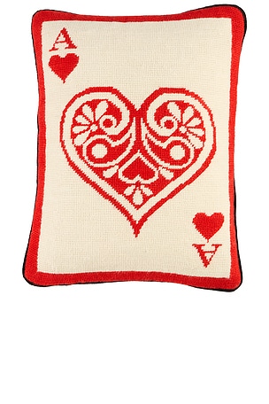 Dealer's Choice Ace Of Hearts Needlepoint Pillow Jonathan Adler