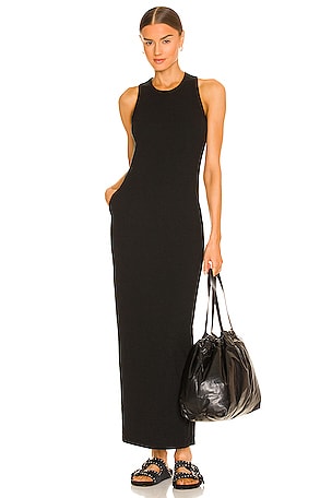 ワンピース JAMES PERSE POCKET SHIRTS DRESS James Perse Long Brushed Jersey Tank Pocket Dress in Black