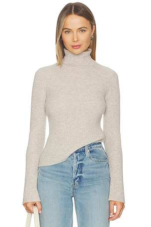 Ribbed Funnel Neck Sweater James Perse