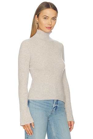 James Perse Ribbed Funnel Neck Sweater in Neutral. Size 4 (L/XL). Also