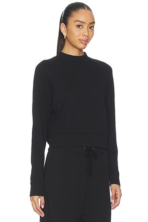 James Perse Cropped Mock Neck Sweater en Noir