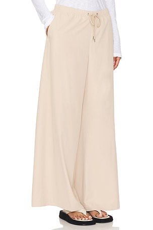 James Perse Oversized Matte Wide Leg Pant in Tan