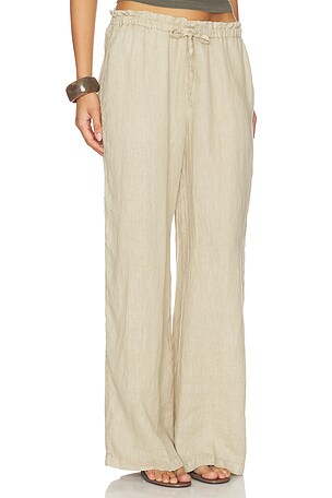 James Perse Paperbag Waist Linen Pant in Beige