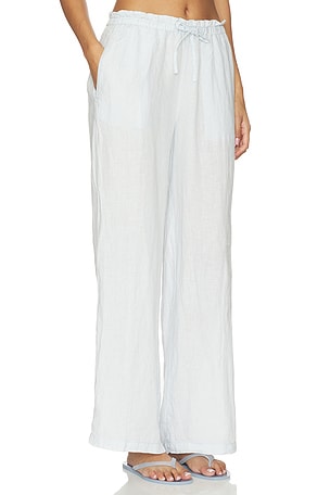 James Perse Paper Bag Waist Linen Pants in Baby Blue