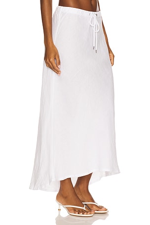 James Perse Bias Cut Linen Drawsting Skirt in White