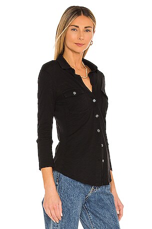 James Perse T-shirt empiècement aux manches en Noir