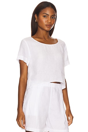 James Perse Linen Cropped Tee in White