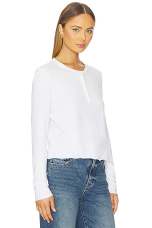 James Perse Slub Shrunken Henley Tee in White