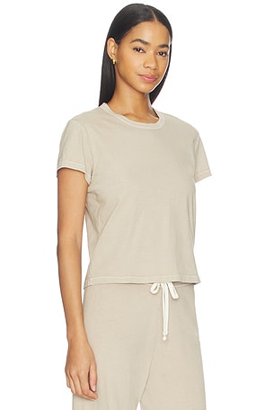 James Perse Shrunken Crew Neck Tee in Beige