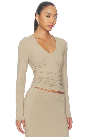 James Perse Melange Jersey Long Sleeve Tee in Neutral