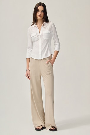 Slub Side Panel Button Front Shirt James Perse
