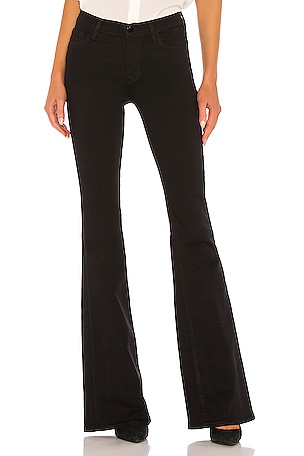 J Brand Valentina High Rise Flare en Eco Seriously Black | REVOLVE