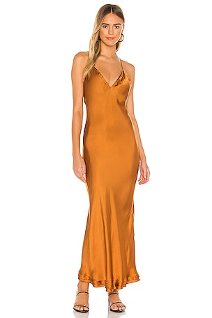 JONATHAN SIMKHAI STANDARD Isla Bias Maxi Dress in Toffee | REVOLVE