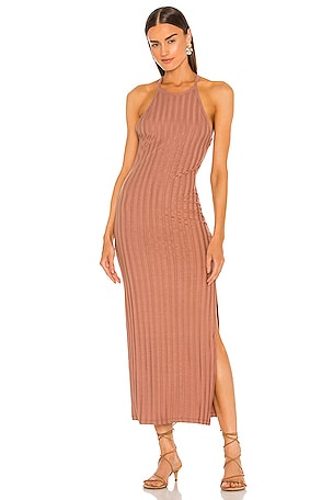 strapless open back dress Sleeveless Ribbed Tank Midi Dress Plus Size Pink / X-Large main image 1