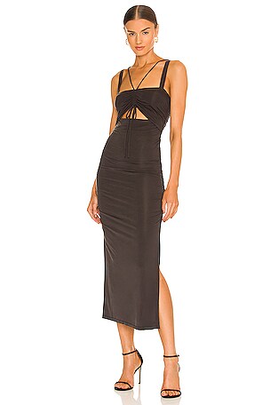 JONATHAN SIMKHAI STANDARD Lucy Slinky Jersey Cutout Ruched Dress in Black | REVOLVE JONATHAN SIMKHAI STANDARD Lucy Slinky Jersey Cutout Ruched Dress in Black | REVOLVE