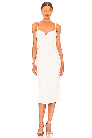 JONATHAN SIMKHAI STANDARD Iris Jersey Underwire Cutout Midi Dress in White  | REVOLVE
