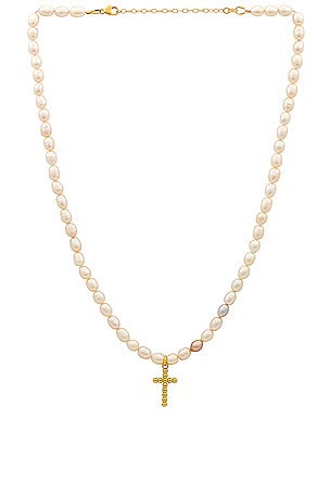 Rice Pearl & Cross Necklace Joy Dravecky Jewelry