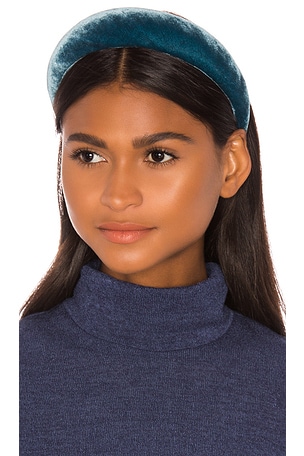 Jennifer Behr Thada Headband in Velvet Pre-loved] Jennifer Behr Thada Velvet Headband - Fuschia  main image 4
