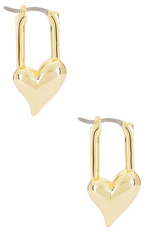 Jenny Bird Padlock Heart Huggies Earrings in Metallic Gold