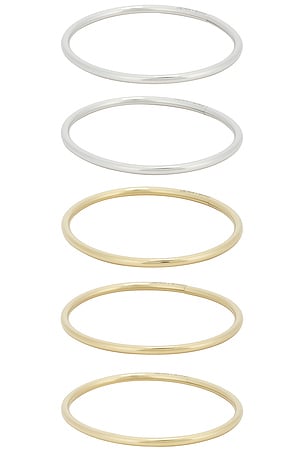 Jenny Bird Dane Bangle 5-Pack Set in Metallic Silver,Metallic Gold