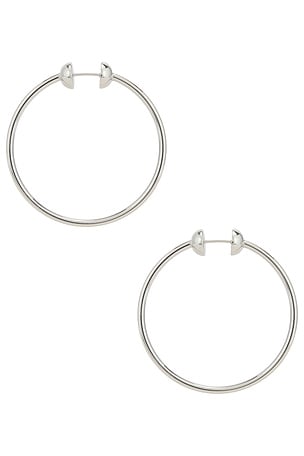 Jenny Bird Icon Small Hoops in Silver in Metallic Silver