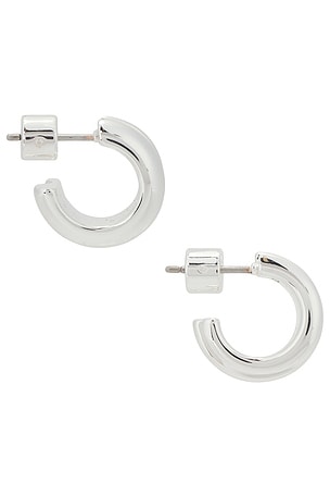 Jenny Bird Mini Lennon Hoops in Metallic Silver