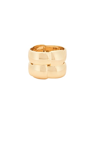 Jenny Bird Mega Woven Square Bangle in Metallic Gold
