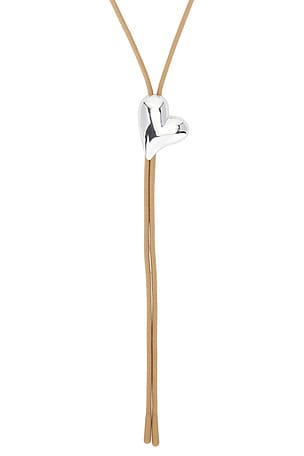 Jenny Bird Art Heart Bolo Tie Necklace in Metallic Silver